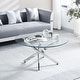 preview thumbnail 1 of 15, Round Glass Coffee Table with Stainless Steel Legs 17.72 - Silver