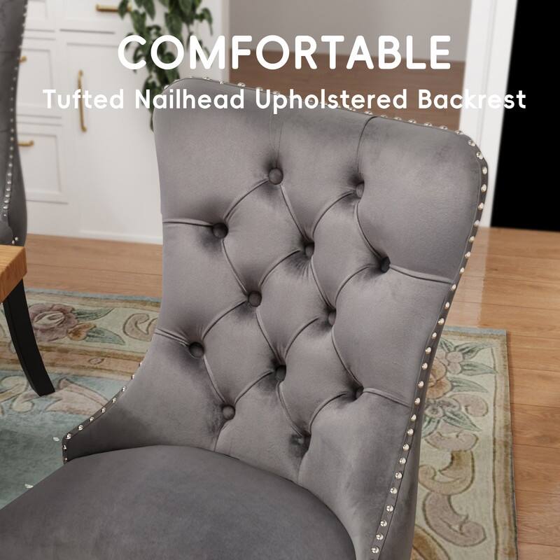 Tufted Naliheads Solid Wood Upholstered Dining Chairs (Set of 2)