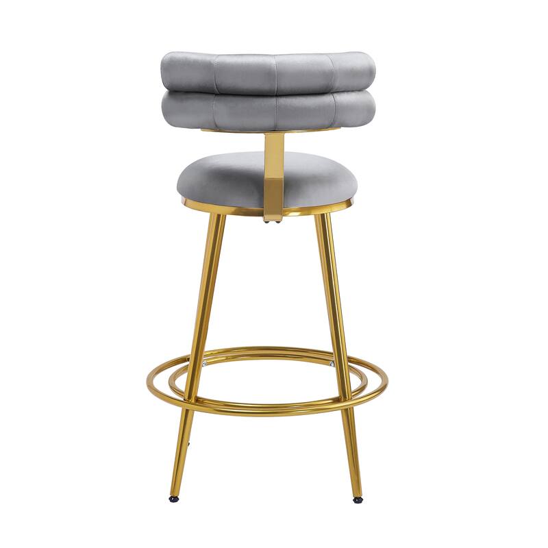 Roomfitters 27.65'' Velvet Counter Stools, Set of 2 Modern Bar Height Chairs with Iron Frame, Soft Backrest and Footrest