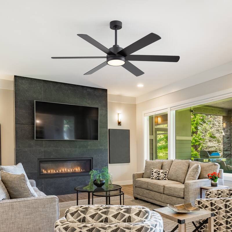 60" Reversible 10-Blade LED Ceiling Fan with Light and Remote