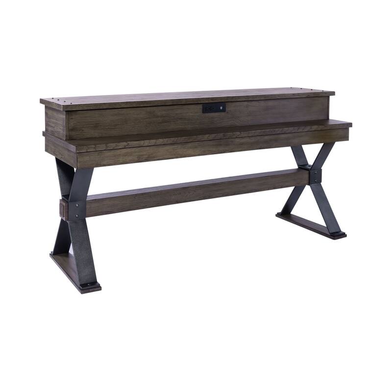 Sonoma Road Weathered Beaten Bark Antique Pewter Metal Console Bar Table