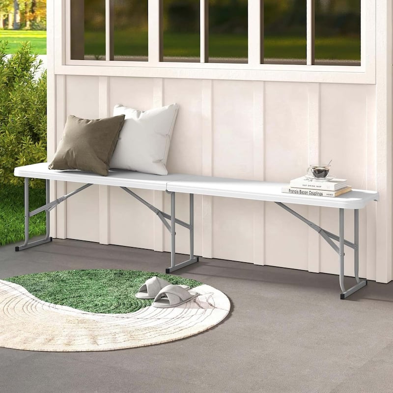 1/2-Pack 6ft Folding Benches Portable Camping Dining Seat w/ Handle