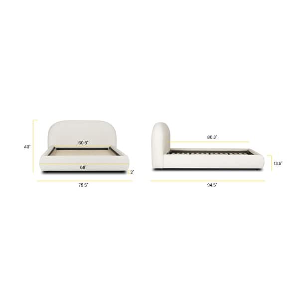dimension image slide 2 of 4, Poly & Bark Genoa Bed - Fully Upholstered with Rounded Profile