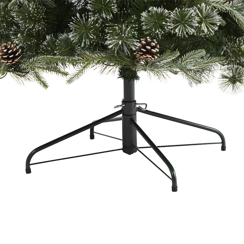 7.5ft Artificial Christmas Tree with Clear Lights & Pine Cones - Holiday Decor - Green - 84