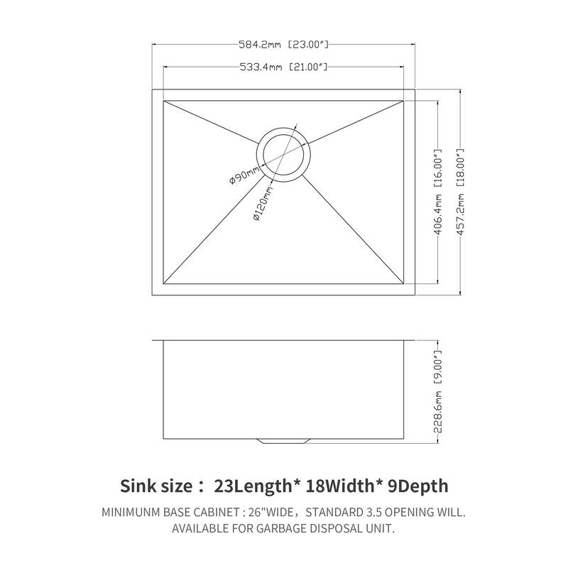 Undermount Single Bowl Kitchen Sink with 9 Inch Deep