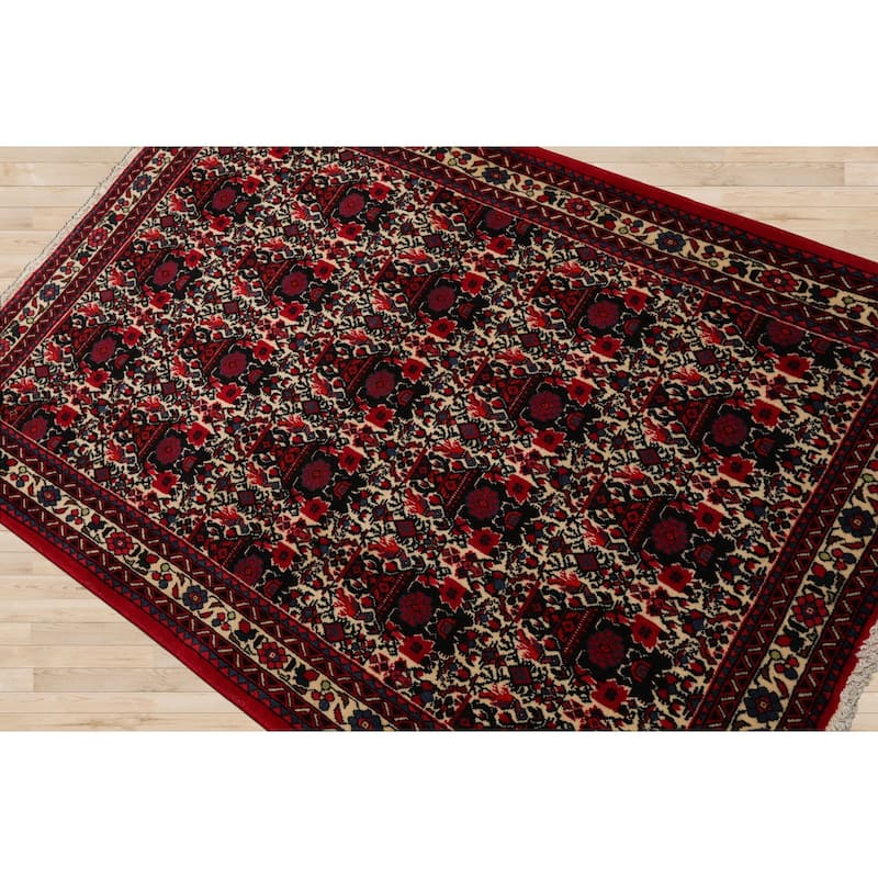3'7''x5 Hand Knotted Wool Ivory Abadeh Traditional Rug - 3' 7'' x 5'