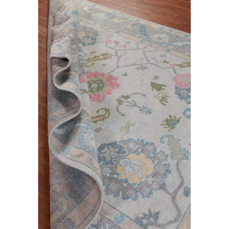 Hand Knotted Oriental 100% Wool Carpet Transitional All-Over Greys & Charcoal Oushak Area Rug - 10' 0'' X 8' 1''