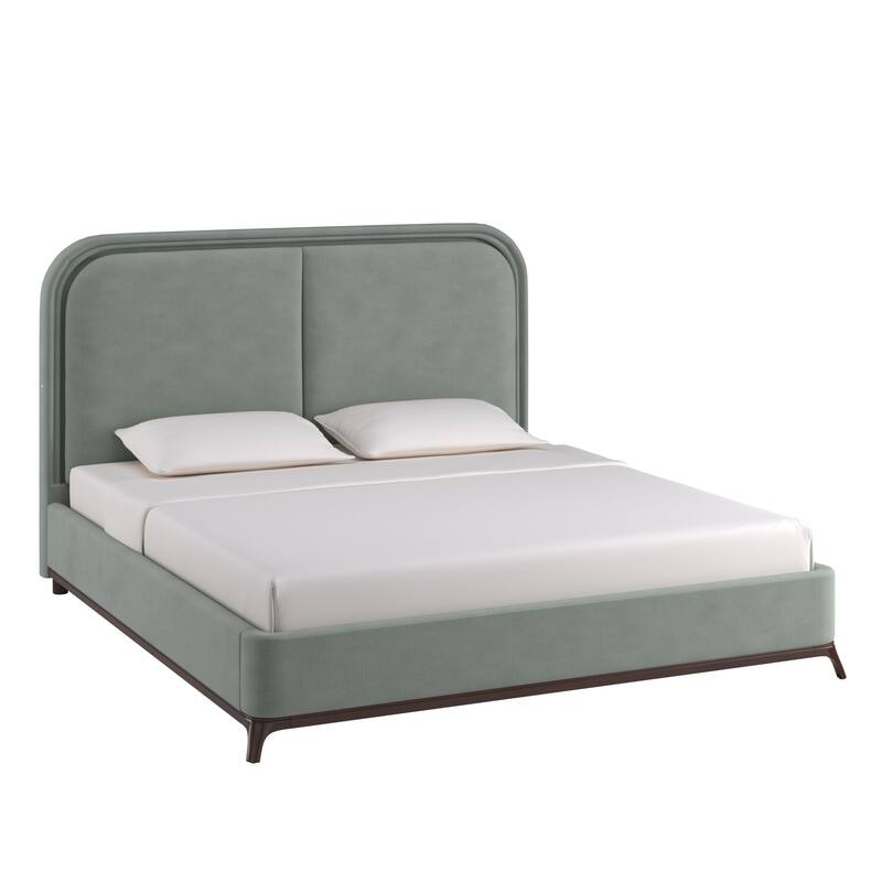 Tremont Curved LED Upholstered Platform Bed with Under-Bed Lighting by iNSPIRE Q Modern