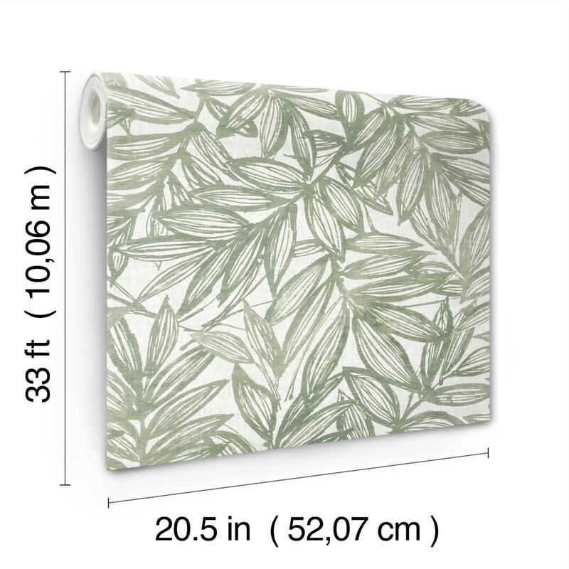 A-Street Prints Rhythmic Sage Leaf Wallpaper