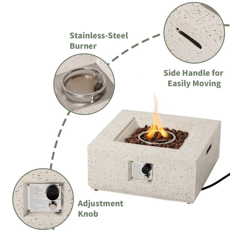 COSIEST 2-Piece Outdoor Square Fire Pit w Tank Cover Table - 28" W x 28" L x 12" H