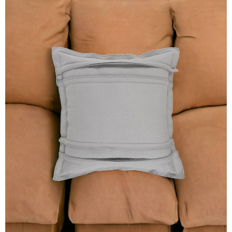 HomeRoots 20" X 20" Light Gray Cotton Zippered Pillow