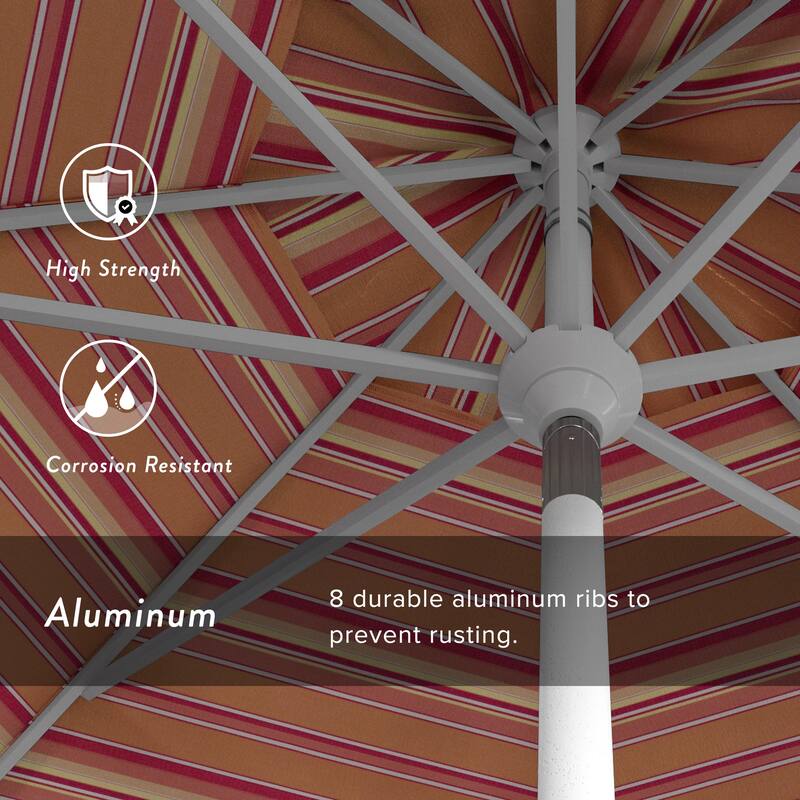 California Umbrella 11' Rd. Aluminum Patio Umbrella, Crank Lift, Collar Tilt, Dbl Wind Vent, White Finish, Sunbrella Fabric
