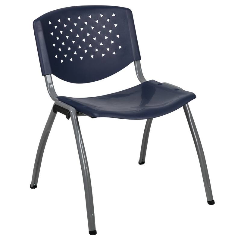 880 lb. Capacity Plastic Stack Chair with Powder Coated Frame