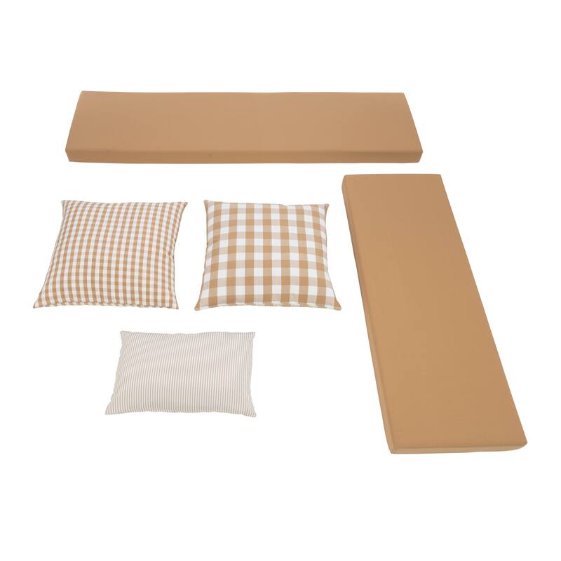 Josie Black Backless Wooden Nook with Cushion Set