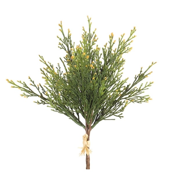 Club Pack of 12 Green and Brown Artificial Decorative Cedar Bushes 13” - N/A