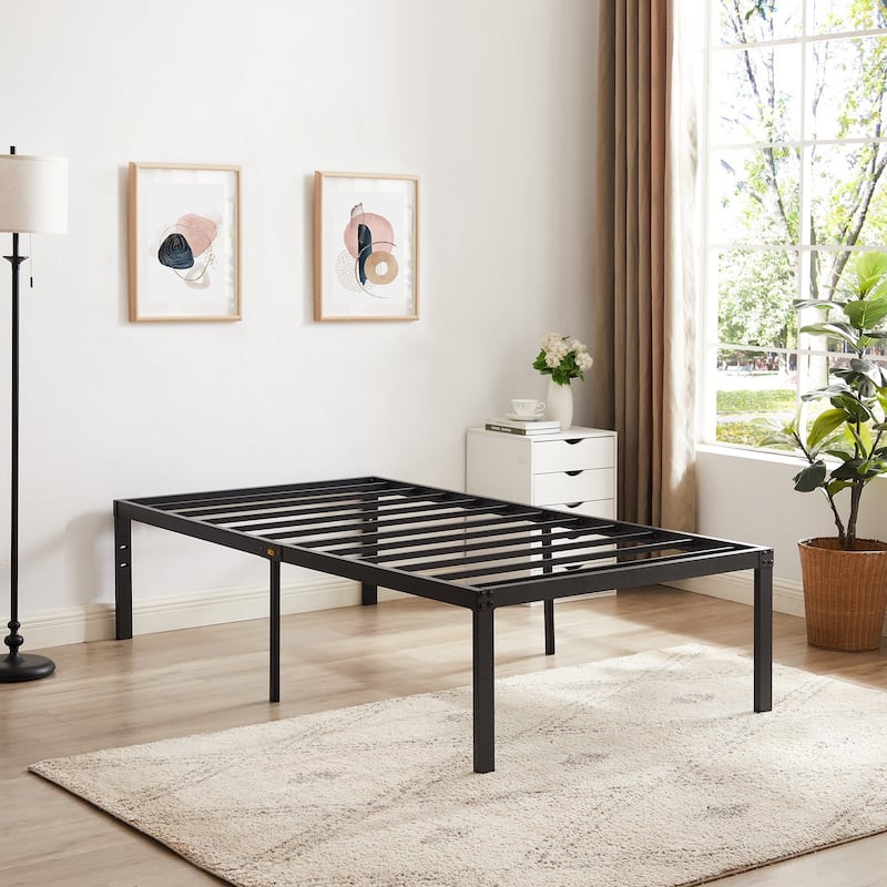 Javlergo 14/16/18 Inch Metal Platform Bed Frame, Heavy Duty Slat Support /No Box Spring Needed