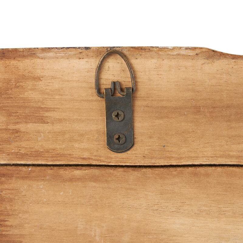 Brown Wood Whitewashed 4 Hanger Anchor Home Wall Hook with Hanging Rope and Bronze Metal accents (Set of 2)