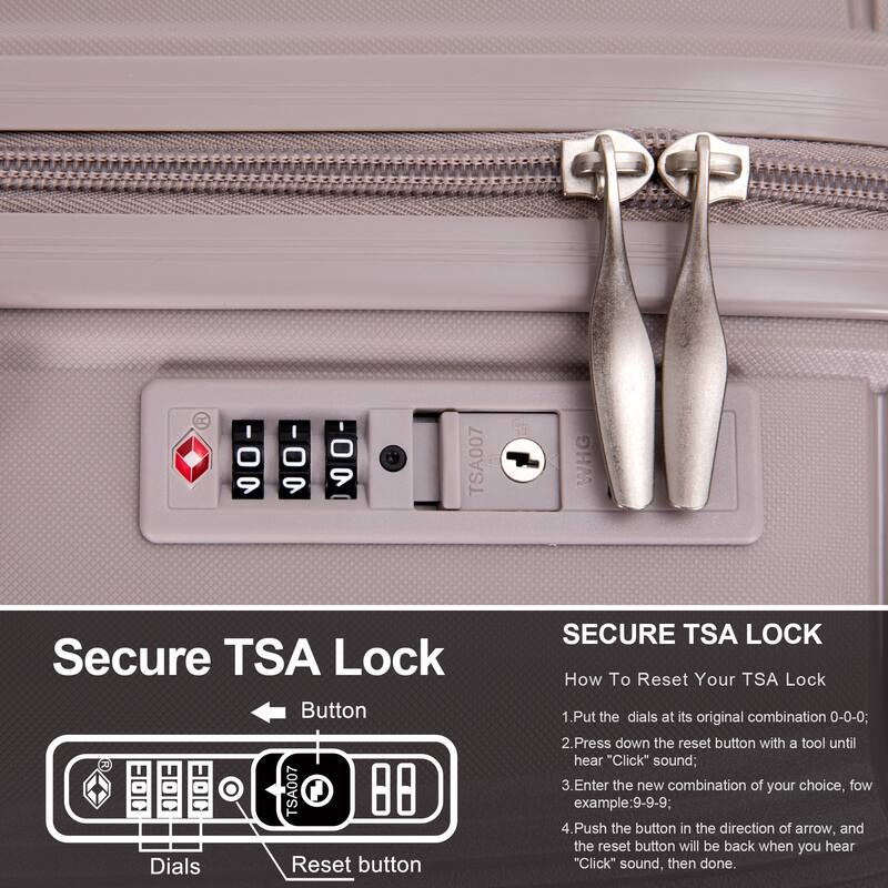 Hardshell Suitcase Double Spinner Wheels PP Luggage Sets Lightweight Durable Suitcase with TSA Lock,3-Piece Set