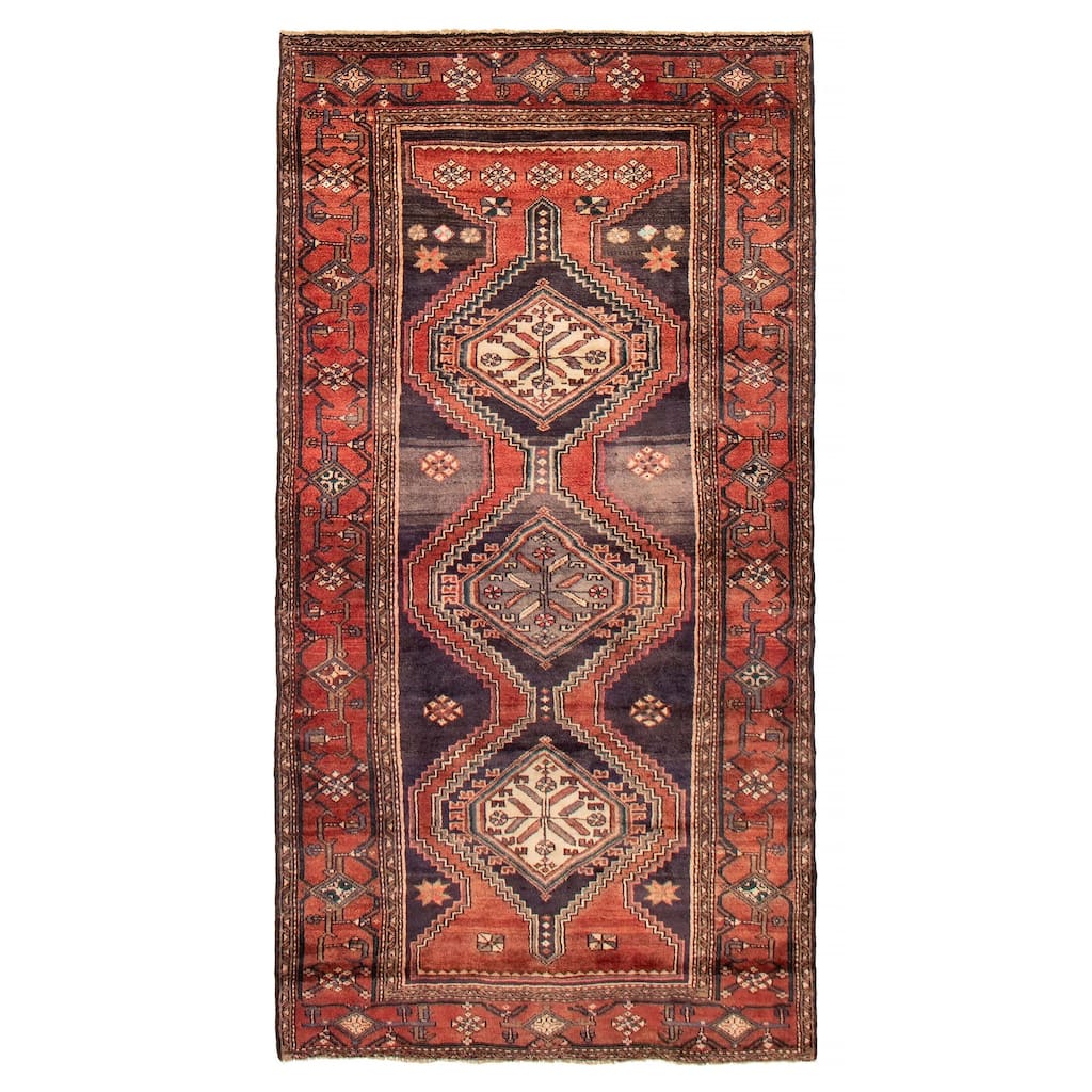 ECARPETGALLERY Hand-knotted Andelz Navy, Red Wool Rug - 4'4 x 8'4