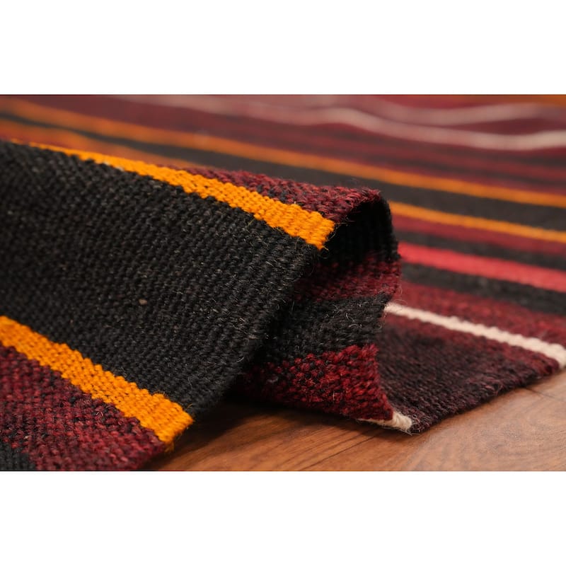 Hand Woven Oriental 100% Wool Carpet Southwestern Tribal Red Kilim Area Rug - 11' 3'' X 6' 7''
