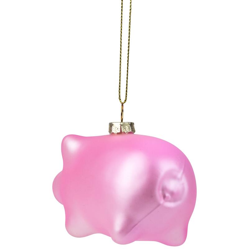 Pink Pig Glass Christmas Ornament - 4"