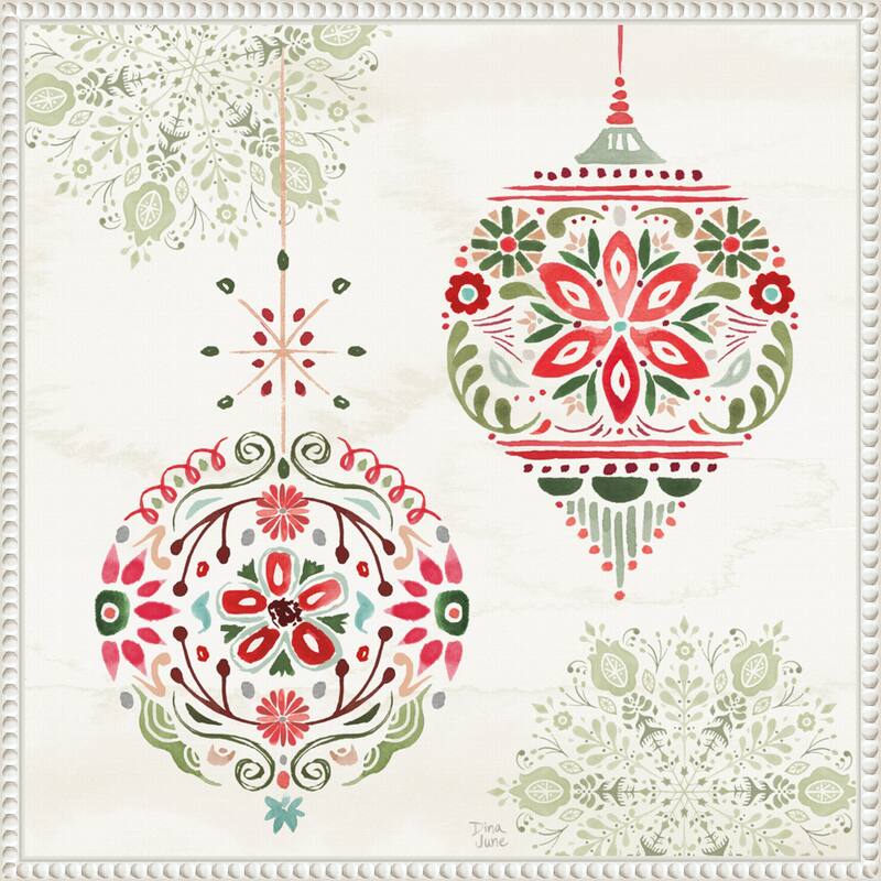 Festive Season VI by Dina June (22 x 22 in.), Framed Canvas Wall Art Print - Sylvie Beaded White