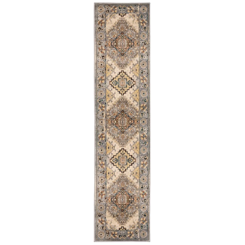 Vista Home Rozaje Grey/Beige Faded Medallion Area Rug