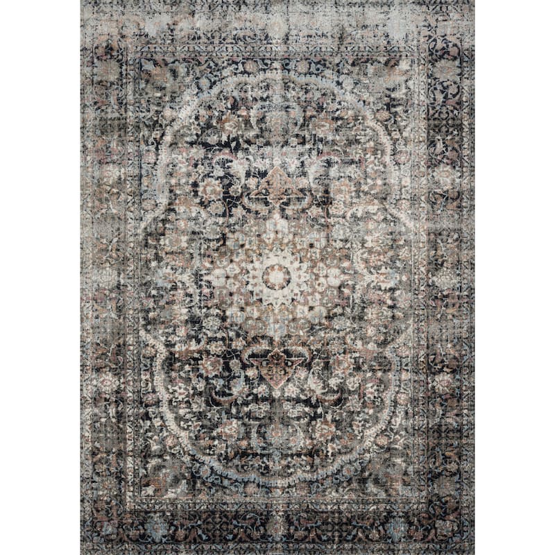 Alexander Home Contessa Distressed Antique Charcoal Medallion Rug