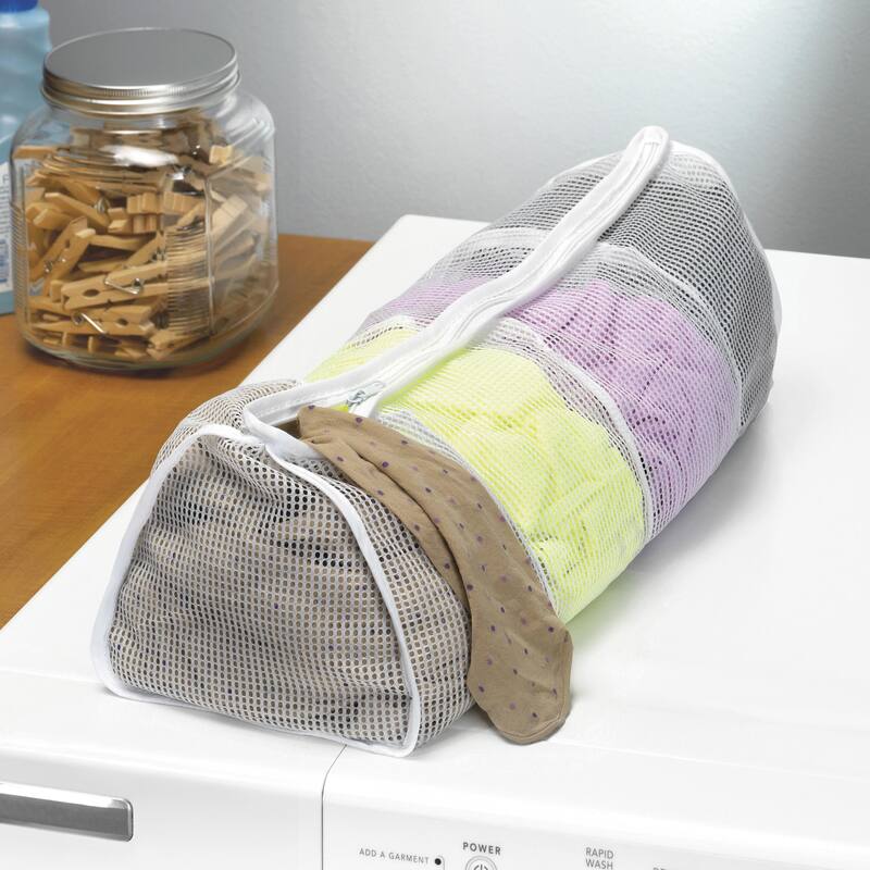 Whitmor Zippered Mesh Wash Bags - White - Set of 4