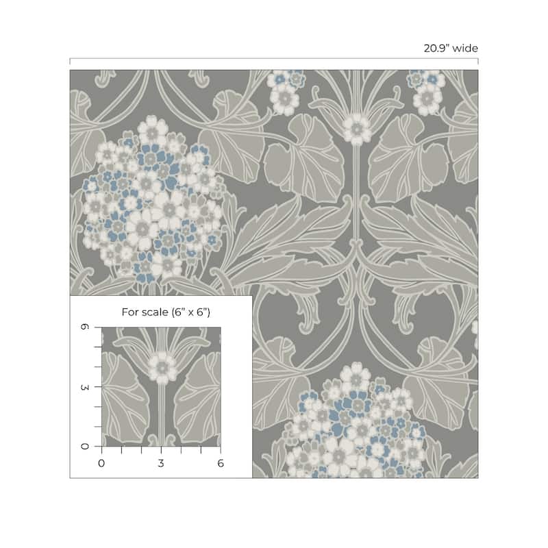 Seabrook Designs Floral Hydrangea Nonwoven Unpasted Wallpaper