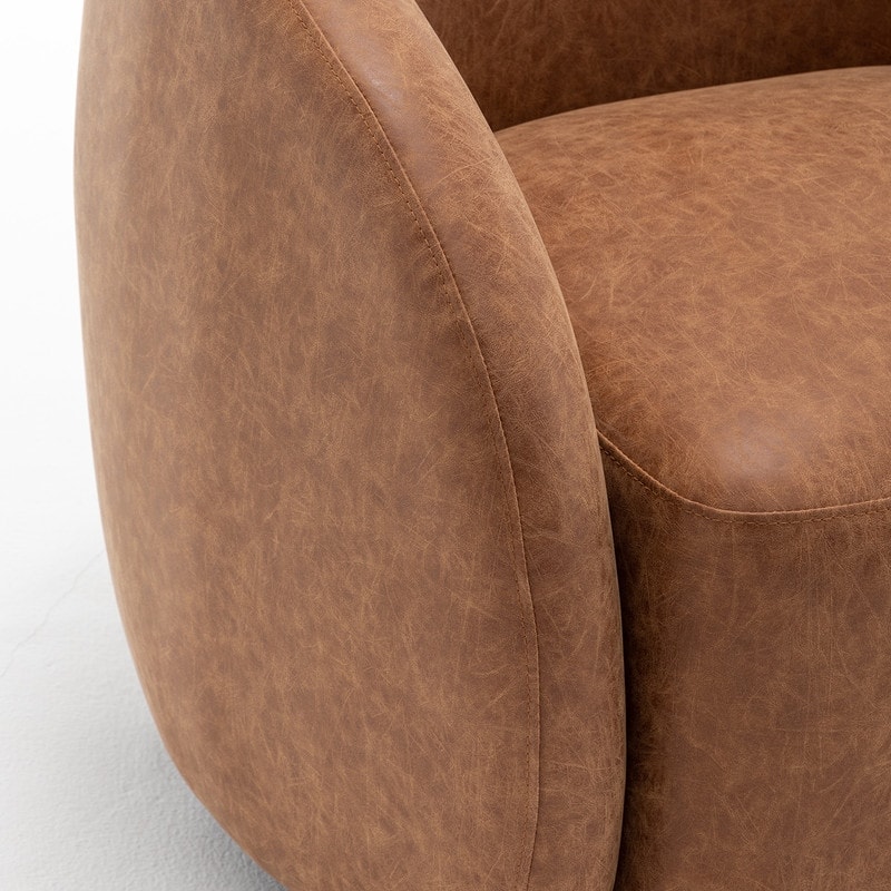 SEYNAR Modern Glam PU Leather 360 Degree Swivel Accent Armchair Set of 2