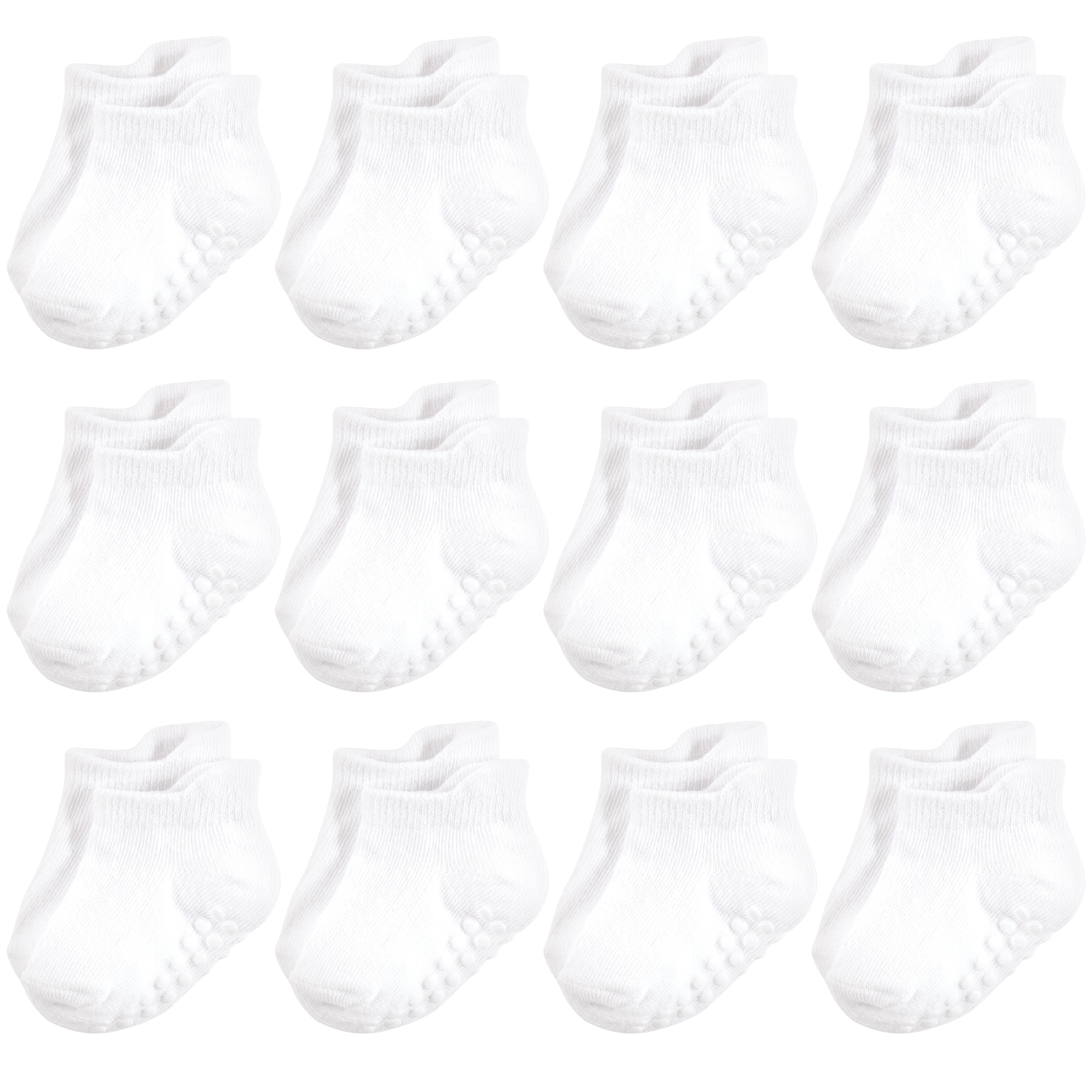 Hudson Toddler Unisex Baby Non-Skid No-Show Socks, White