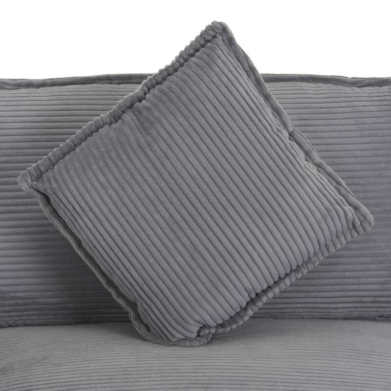 Corduroy Modular Sofa Couch, Upholstered Sleeper Recliner Sofa Couch with Side Storage Pockets and 3 Movable Ottomans