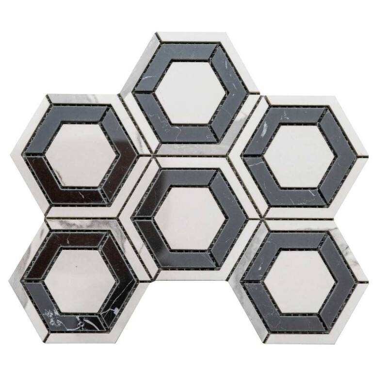 The Tile Life Stately Geo Hex 9x11 Calacatta Porcelain Floor & Wall Tile