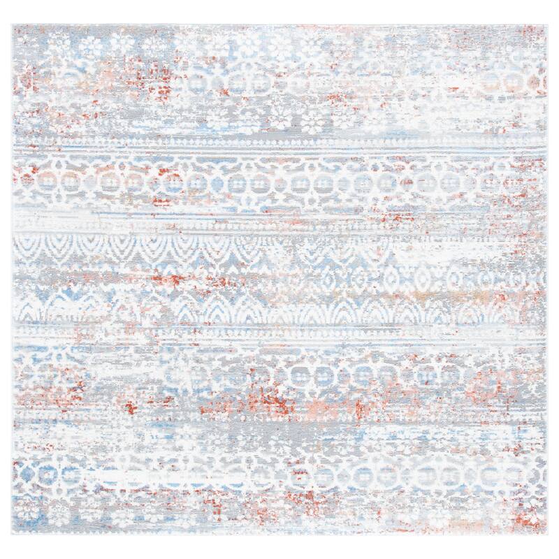 SAFAVIEH Amelia Petty Distressed Rug - 6'7" Square - Grey/Rust
