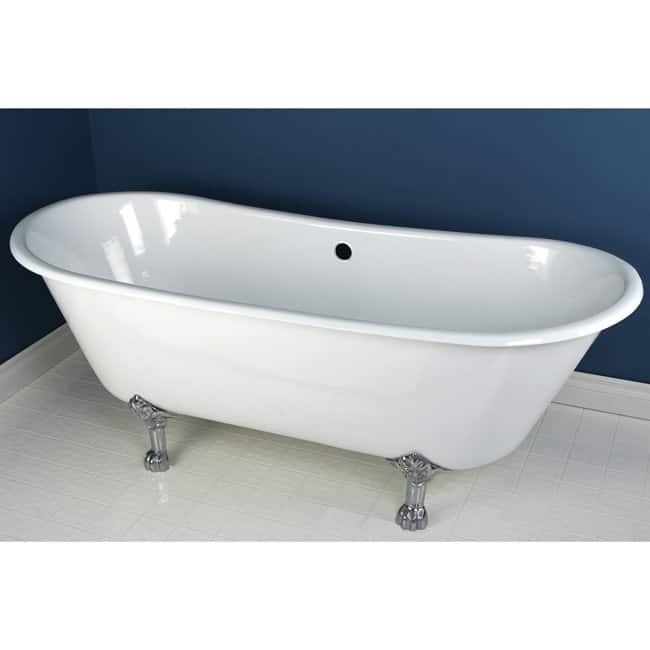 Kingston Brass Aqua Eden 67" Clawfoot Cast Iron Soaking Tub with