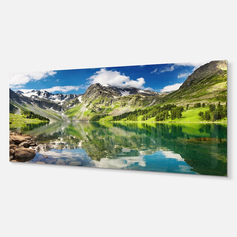 Designart 'Reflecting Mountain Lake' Landscape Metal Wall Art