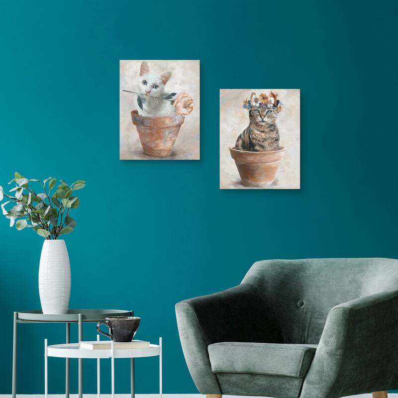 Potted Pals II, IV by Studio Arts Canvas Art Prints