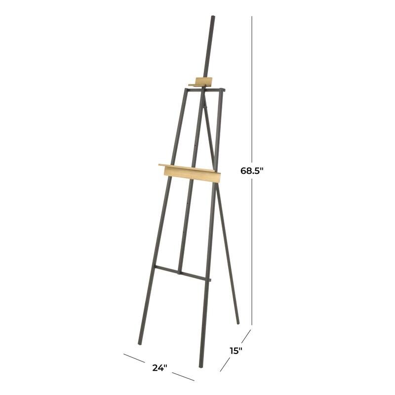 Metal Painter's Inspired 4 Tier Easel with Gold Accents - Black - Roche River Decor
