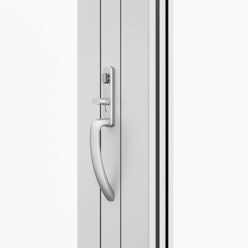 KaMic Elite-Fold 72" x 80" 2-Panel Aluminum Folding Door in White with Hidden Hinges & Rollers, Folded Out From Right To Left