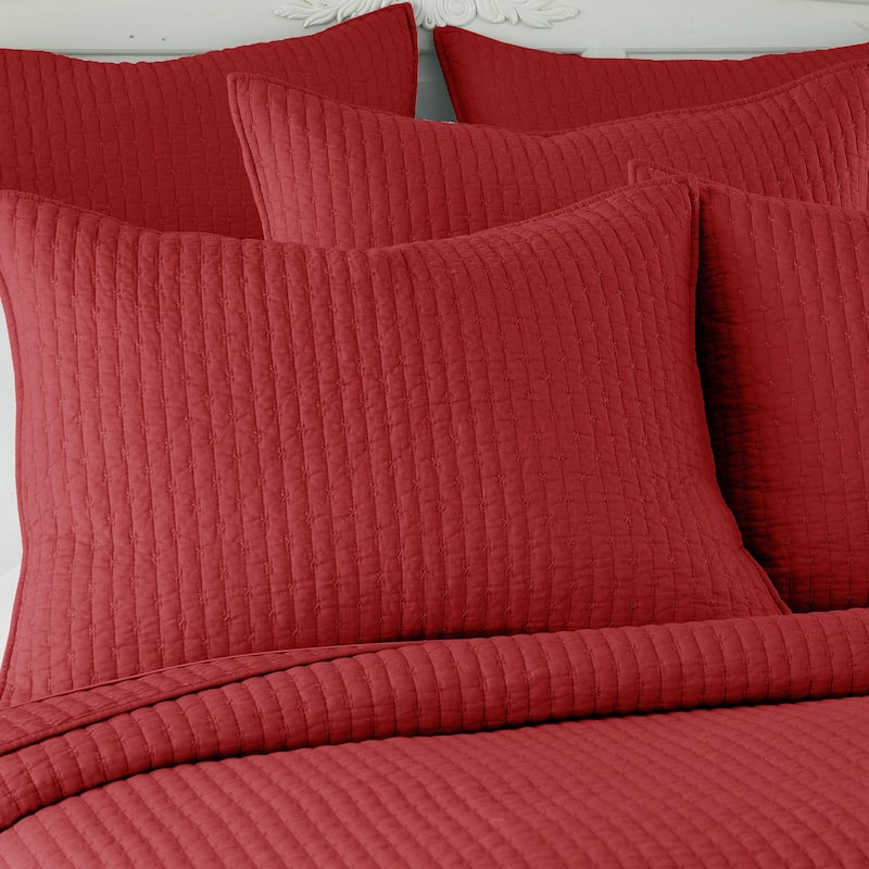Cross Stitch Chile Red Full/Queen Quilt Set - Levtex Home