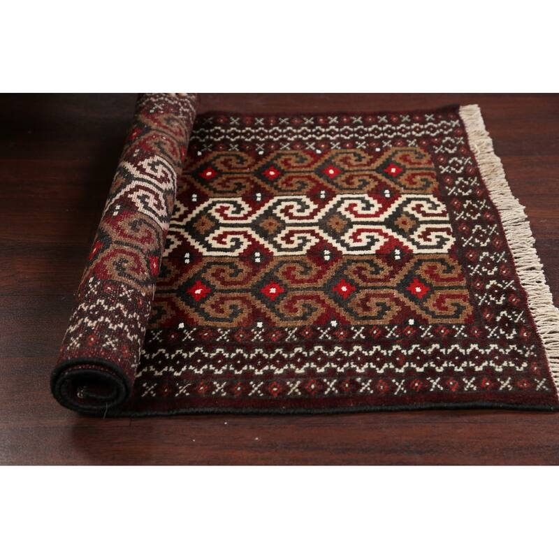 Geometric Persian Balouch Area Rug Handmade Traditional Wool Carpet - 2'6" x 3'9"