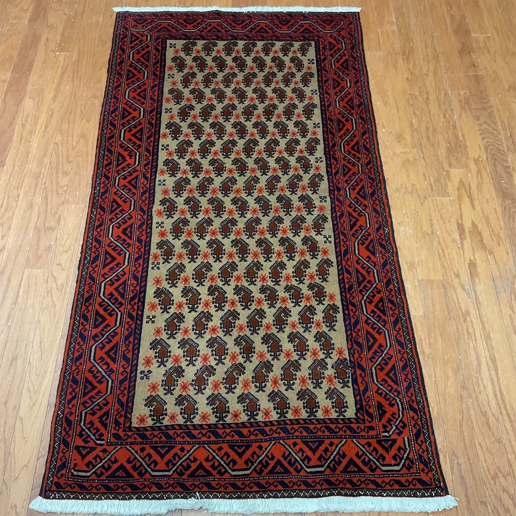 HERAT ORIENTAL Handmade Balouchi Wool Rug - 3'8" x 6'3"