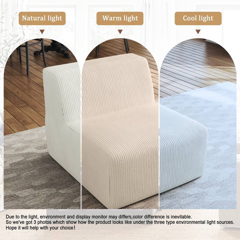 Corduroy Armless Chair Accent Chair