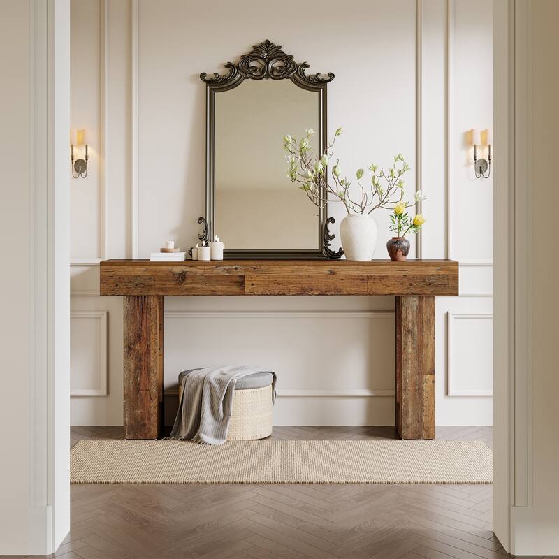 63-inch Wood Narrow Console Sofa Hallway Accent Table for Entryway