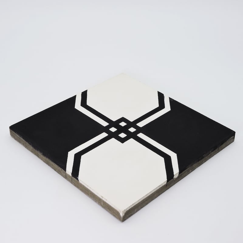 Handmade Marakech in Black and White Tile, Pack of 12 (Morocco)
