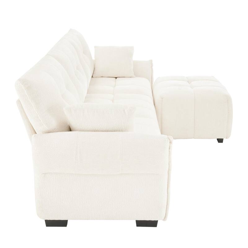 3-Seater L-Shaped Modular Sofa with 1 Ottomans & Pillows