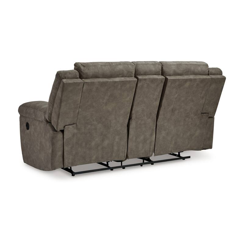 Larson Manual Double Recliner Oversize Loveseat, Brown Faux Leather