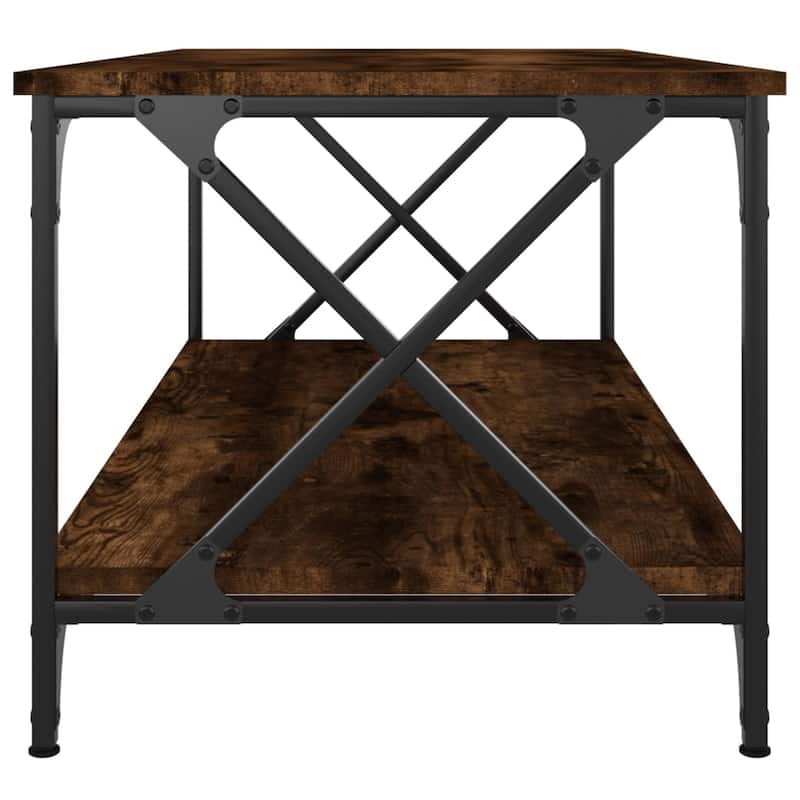 vidaXL Coffee Table Accent Side Table for Living Room Engineered Wood and Iron - 39.4" x 19.7" x 17.7" (L x W x H)