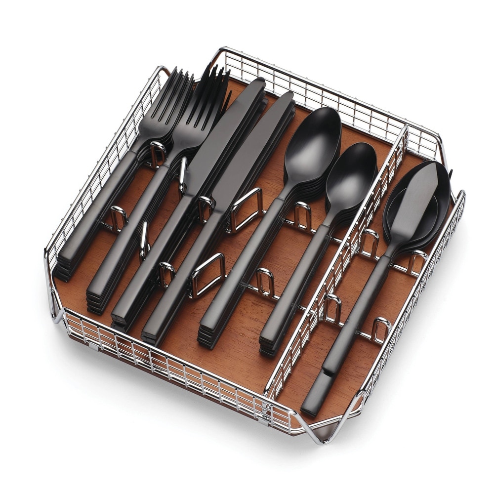 Matte Black Silverware Set Stainless Steel Satin Finish Flatware Cutlery  Set Service for 4, Dishwasher Safe (Matte Black, 20 P) - Bed Bath & Beyond  - 33136063